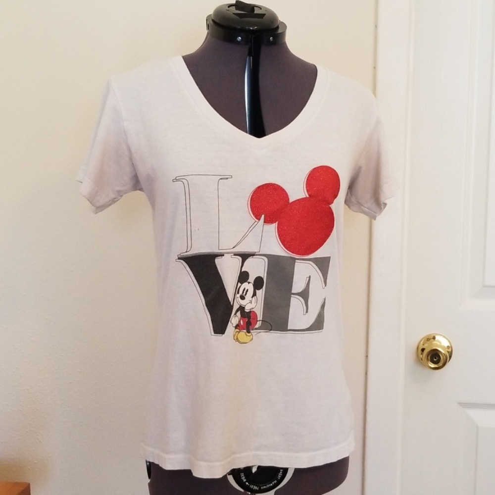 White Mickey Mouse "LOVE" Graphic Tee